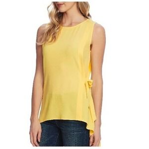 Vince Camuto Side Tie Hi-Low Blouse Soft Canary S